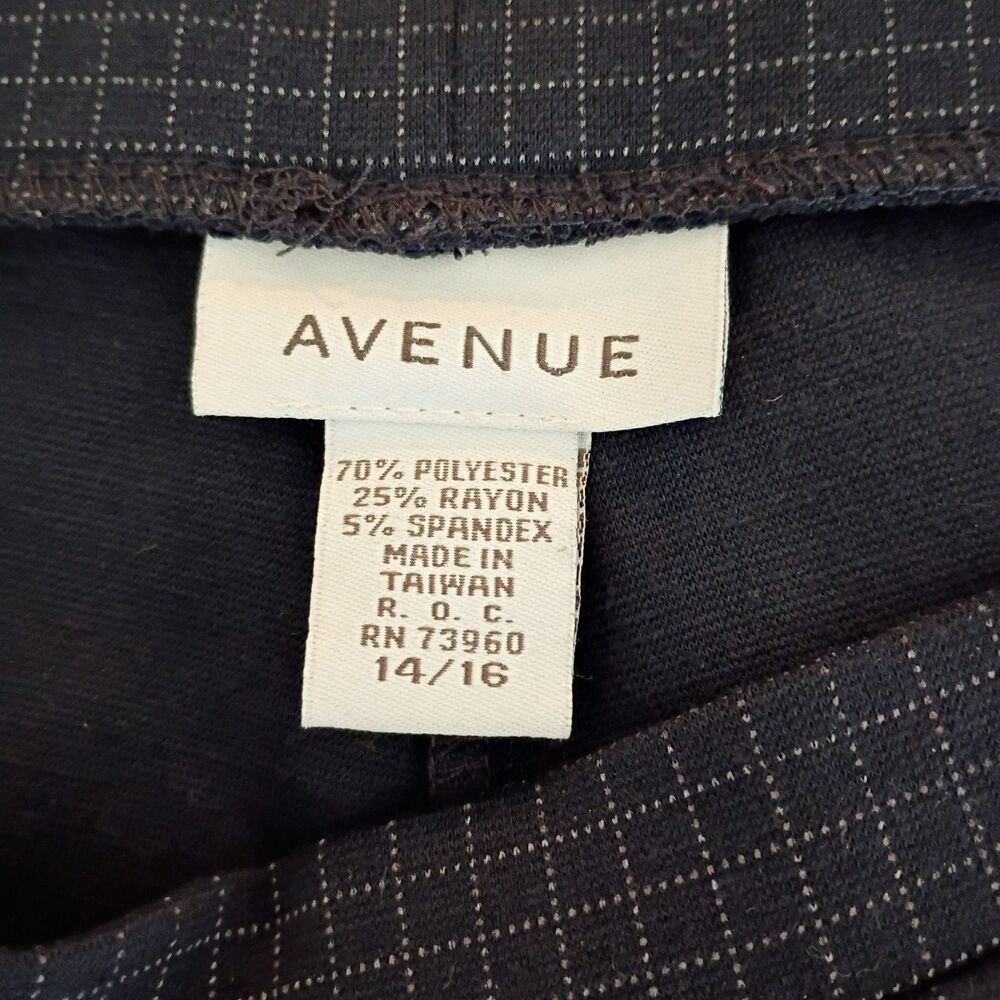 Avenue Pull On Dress Pants Trousers Soft Blue Stretchy Checker Pattern 14/16 - Picture 2 of 8